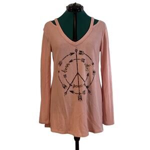 No Boundaries Top Cold Shoulder Pink Size X Large 15-17